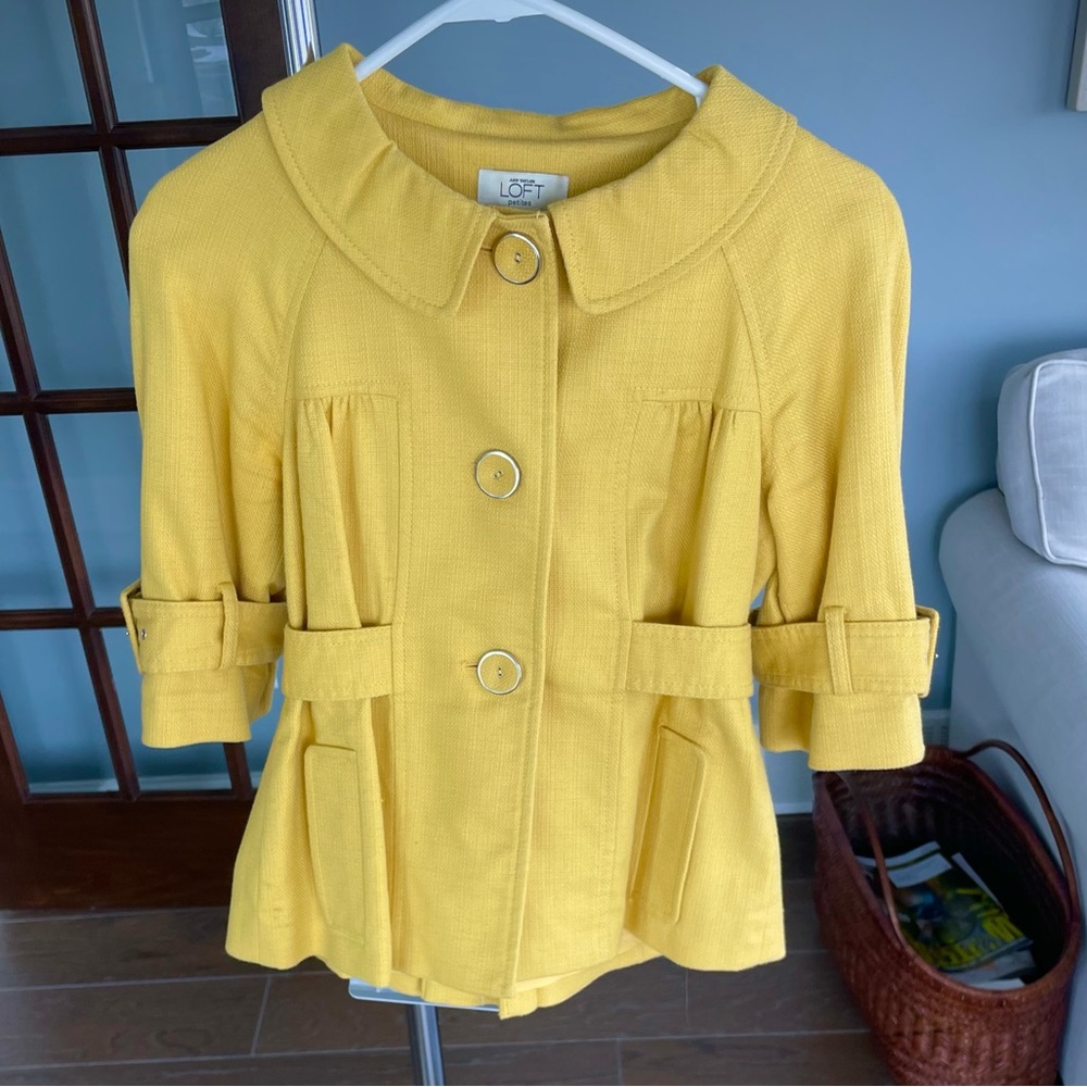 LOFT Mustard Yellow Belted Blazer | 2 Petite